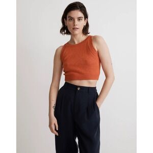 Madewell NWT Crochet-Trim Crop‎ Sweater Tank Orange Size Small Cottagecore Knit